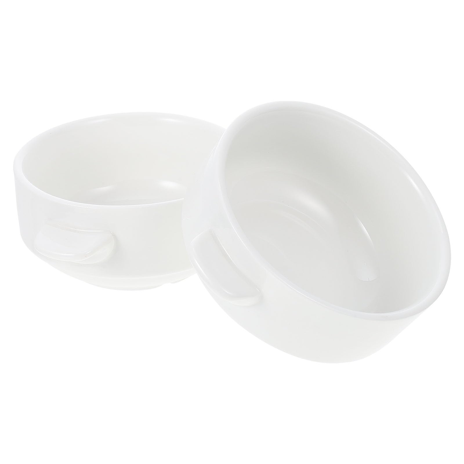 2 Tazones de Cerámica Blancos con Doble Asa para Sopa y Cereales, Diseño Elegante y Versátil para Uso en Casa y Restaurante