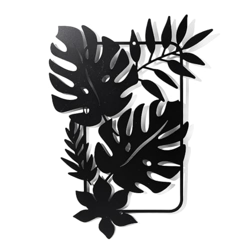 nbeads Feuilles de Palmier Décoration Murale en Métal, Noir Tenture Décor Silhouette Mur Art Feuilles Tropicales pour Maison Chambre Salon Salle de Bains...