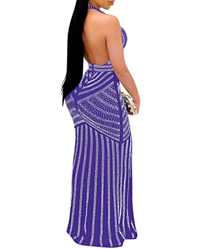 Image of PORRCEY Women's Sexy Rhinestone Mesh See Through Party Night Prom Dress