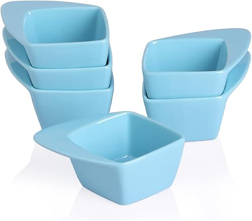 Sweejar Plato de porcelana para salsa de soja, cuencos de inmersión de 3 onzas con asas para salsa de tomate, aperitivos, condimentos, aperitivos,