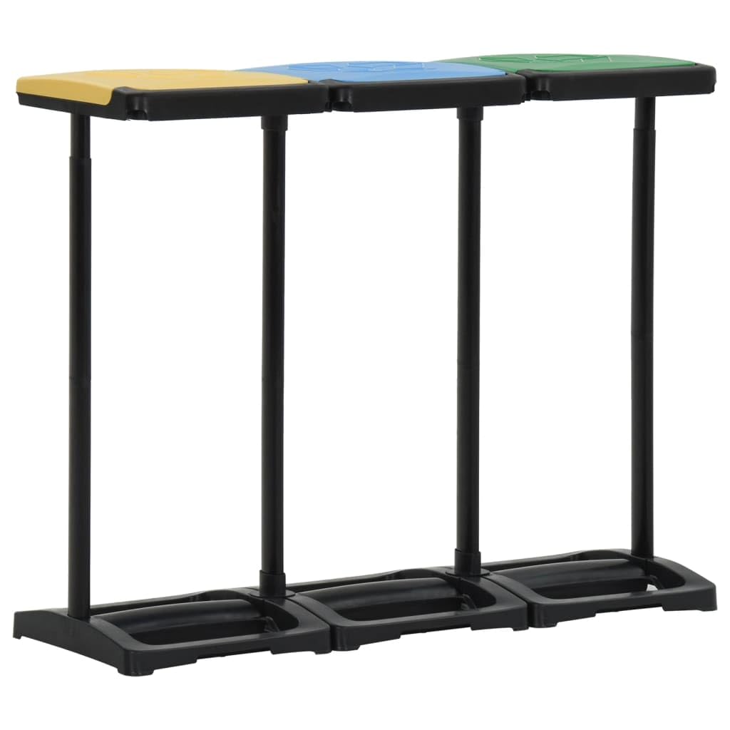 Soporte para bolsas de basura con tapa, 240 – 330 L, multicolor, polipropileno, colector de basura para 3 clasificaciones, separación de basura doméstica, práctico cubo de basura de