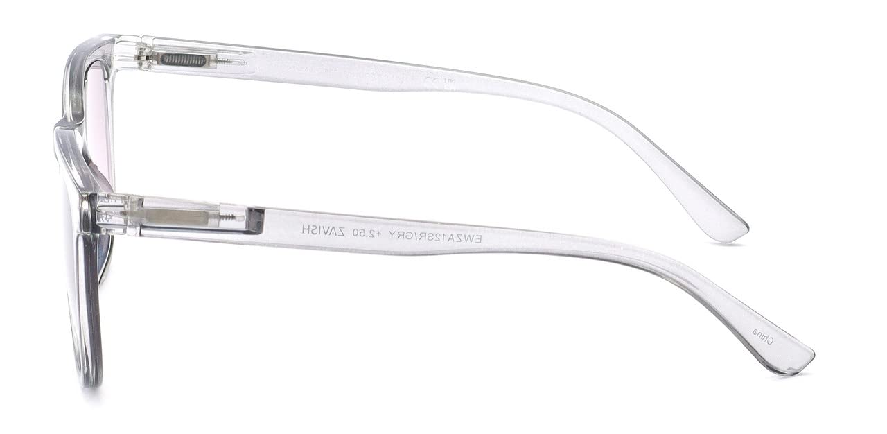 ZAVISH Reading Sunglasses Womens Designer Style Crystal Grey Tinted Sun Readers Glasses Spring Temples UV400 Lens & Case +1.25 - Image 3