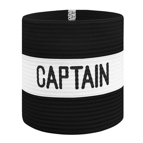 Mezeic Classic Captain's Armband for Soccer Training, Adults & Youths Elastic Arm Band Captain Armbands Team Sports Accessories - Junior,Black