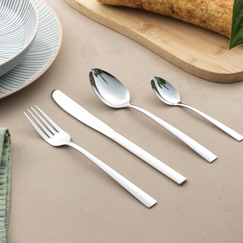 Progress 16 Piece Cutlery Set, Washington Stainless Steel Flatware Set for 4 People, Knife & Fork Silverware, Dishwasher Safe Knives Forks Spoons, Mirror Polish Finish, Home & Restaurant