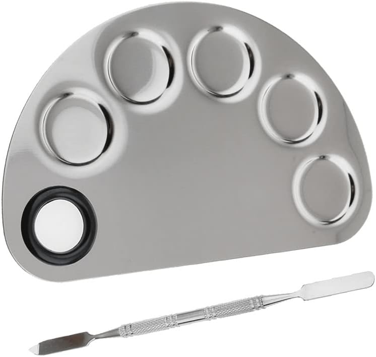 Artist Nail Foundation Mixing Stainless Steel Spatula Palette with Hole Toning Tool