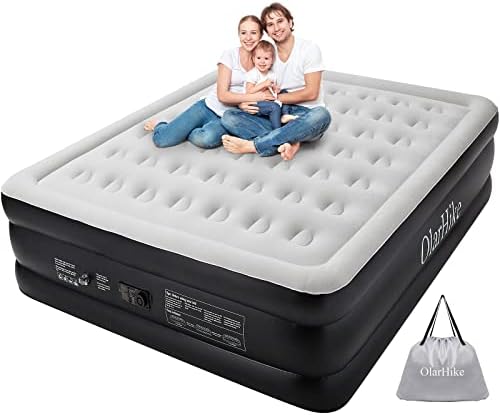OlarHike Inflatable King Air Mattress with Built in Pump,18"Elevated Durable Air Mattresses for Camping,Home&Guests,Fast&Easy Inflation/Deflation Airbed,Black Family Blow up Bed,Travel Cushion,Indoor