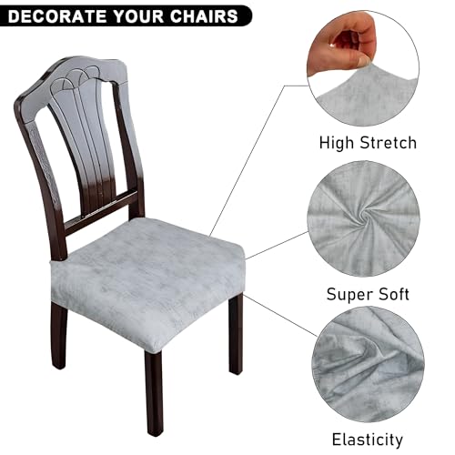 Image of Set of 4 Stretchable Dining Chair Covers, Universal Fit Washable Seat Slipcovers for Dining Room & Home Decor (Texture Orange)