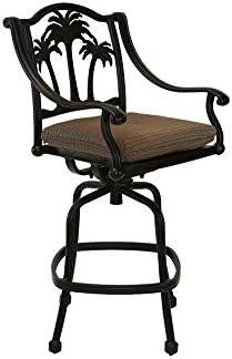 theWorldofpatio Palm Tree Cast Aluminum Powder Coated Barstool - Set of 4 - Antique Bronze