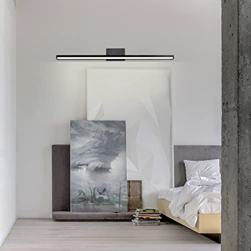 Image of 34-Inch Black Modern Adjustable Vanity Light, LED Bathroom Light Fixtures, Vertical or Horizontal Wall Sconce, 23W 3000K 4000K 5000K Switchable 90CRI Over Mirror Rotatable Bath Bar