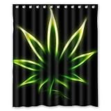 Fit estándar de bañeras CHATAE Marihuana Weed Hojas Cannabis Negro Fondo – Cortina de Ducha (152,4 x 182,9 cm Cuarto de baño
