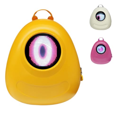 Mochila com LED em Formato de Olho Animado Tecnológica Escola Festivais Cosplay Controle por App (Amarelo)