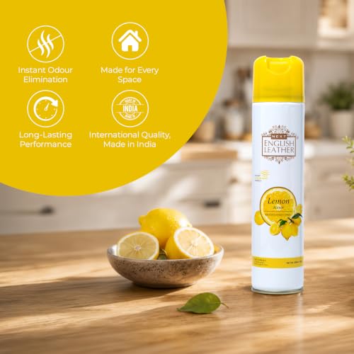 Image of Next Care English Leather Air Freshener Spray 220ml | Long Lasting Room Freshener for Home, Office & Car | Odour Eliminator (Lemon)