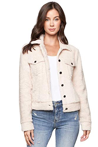 Sugarlips Women's Nikita Faux Fur Trucker Jacket, Cream, S