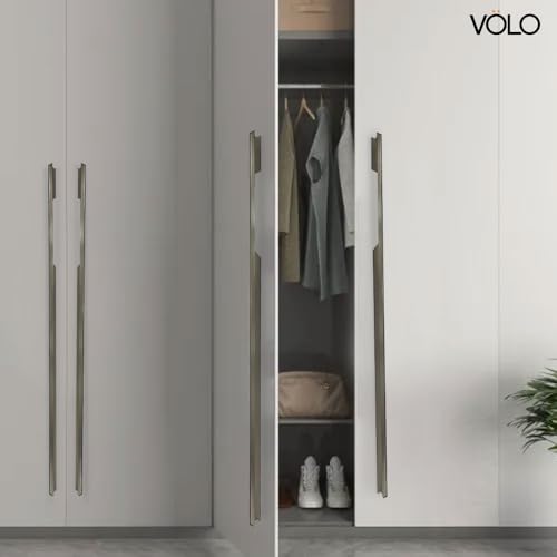 Image of VOLO Aluminium Wardrobe Handle - Elegant Pull Handle for Wardrobe Doors, Cabinet Doors, and Drawers in Kitchen, Office, and Bedroom (Pack of 2 Pieces) (SAC-31 Satin Black 36 Inch (900mm))