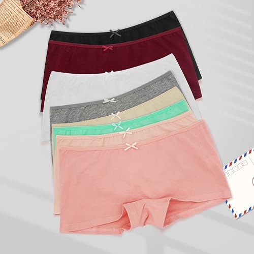 Womens Cotton Underwear Boy Shorts for Women Stretch Comfort Boxer Briefs Ladies Knot Panties 3/6 39014