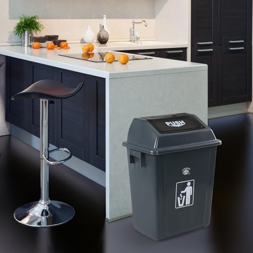 Caneca de basura con tapa basculante 5 galones, gris 4 unidades miniatura 2