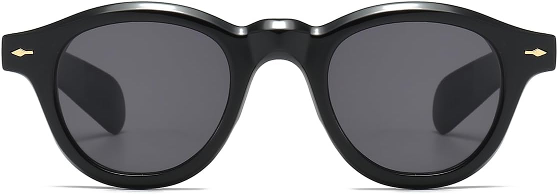 JOVAKIT Trendy Round Sunglasses for Women Men 90s Retro Vintage Classic Fashion Round Frame Sun Glasses Black Shades - Image 2