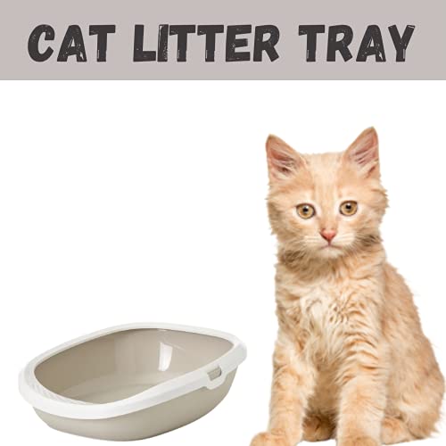 Image of Savic Gizmo Cat Litter Tray with Rim, 20 inch, Prevent Throwing of cat Litter, Durable, Lightweight, Easy to use and Reduces Odor, Perfect Starter for Toilet Training Your Kitten, Mocha | Large litter tray with anti-scatter rim for a cleaner cat toilet area.
