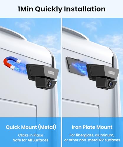 Image of AUTO-VOX Wireless Backup Camera Solar Magnetic, 1-Min DIY Install | 5 inch 1080P HD Dual Channel Monitor, Protective Carry Case, Stable Signal, IP69 Waterproof Back Up Camera for Truck,Car,Trailer