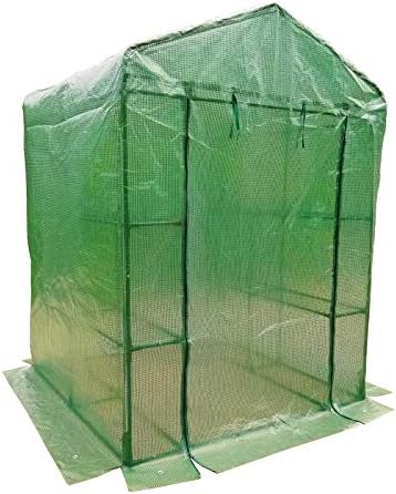MTB Outdoor Portable Walk-in Garden Greenhouse 2 Tiers 8 Shelves with UV Resistant PE Cover - 56" Lx56 Wx77 H