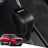 Hearsheng ホンダ 新型WR-V/WRV (2023年3月~)専用本革の材質シフトノブカバー 内装カスタムパーツ アクセサリー爪キズ防止 取り付け簡単 車種専用設計(黒（黒ステッチ）)