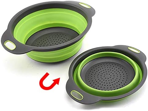 Miniatura 6 de 2 unidsset de silicona colador de frutas y verduras cesta de lavado colador de drenaje cuenca con mango herramienta de cocina - uso ahorrar espacio