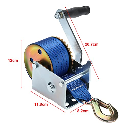 BTSHUB 600lbs/272kg Hand Winch, Heavy Duty Hand Crank Gear Winch, Polyester Strap with Hook, for ATV Boat Trailer Marine - Image 3