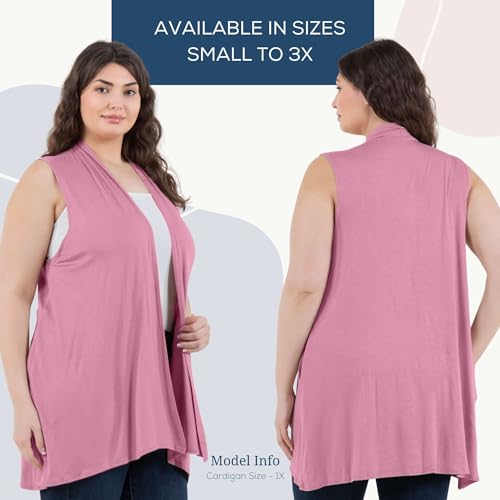 Image of Azules Sleeveless Long Cardigan for Women with Pockets - Lightweight Open Front, Flowy Dressy Layer for Work or Casual Wear