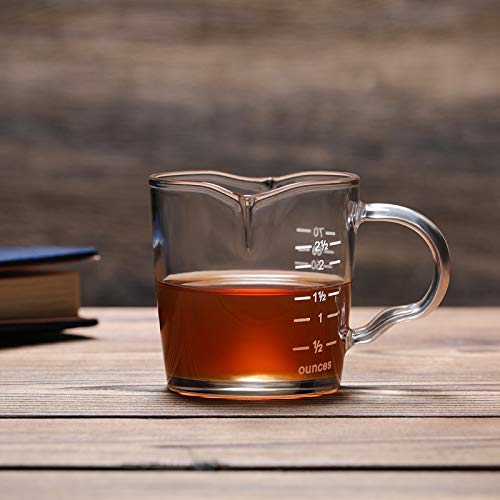 Set 3 vasos medidores espresso 3 oz doble pico miniatura 5