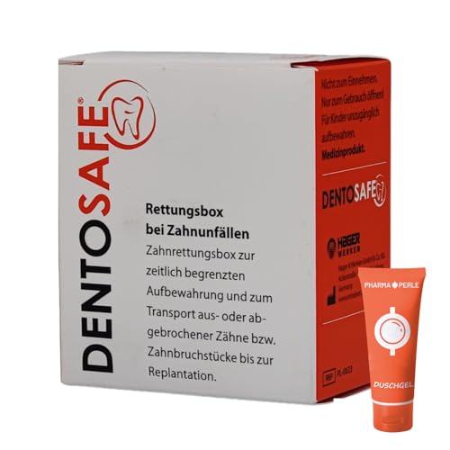 DENTOSAFE Zahnrettungsbox 1 Stk Rettungsbox bei Zahnunfällen I Aufbewahrung für abgebrochene Zähne zur Reimplantation I Zahnbruchstück I Ausgeschlagener Zahn I Spar-Set plus Pharma Perle give-away