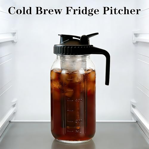 Image of Cold Brew Coffee Maker, 32oz Mason Jar Pitcher with Airtight Lid and Stainless Steel Filter, 1 Quart Wide Mouth Glass Jar Cold Brew Coffee Kit Tea Infuser Pitcher, Coffee Lovers Gifts for Men /Women