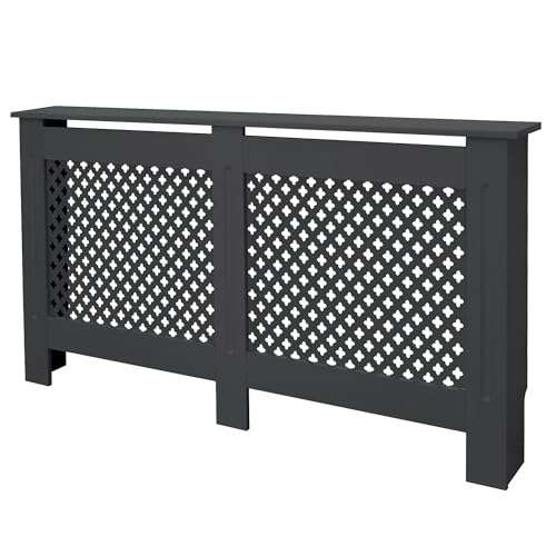 ECD Germany Cubreradiador con diseño de Nido de Abeja 152x19x82cm Antracita Lacado MDF Dormitorio Salón Cubrecalentador Cubreradiador Calefacción Cubreradiador