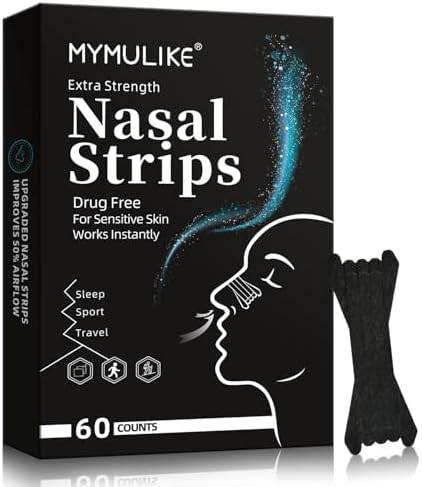 Nasal Strips for Snoring- 60 Count, 3X Stronger Lift | Nose Strips for Breathing with Triple Elastic Bands, Reduce Snoring & Nasal Congestion | Nasal Dilators for Sleep, Work, Sport, Travel