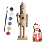 【Peignez vos propres casse-noisettes】: cette figurine casse-noix de 20 cm est fabriquée en bois de haute qualité, ce qui la rend sûre, durable et confortable. Ses surfaces lisses et finement polies le rendent facile à peindre dans les couleurs souhaitées, créant différents styles de casse-noix de Noël