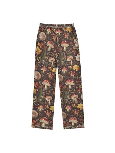 ZZKKO Fall Mushrooms Hedgehogs Boys Pants for Kids Jogger Pants with Pockets S2
