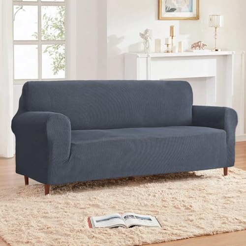 GRIFEMA Elastischer Jacquard Sofabezug für 3 Sitzer, Grau