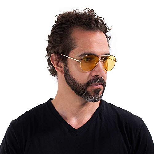 VITENZI Night Vision Glasses for Men and Women Anti Glare Safety for Night Day Driving HD Yellow Tinted Sunglasses Milan2