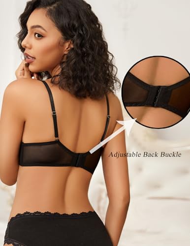 Avidlove Lace Bras for Women Sheer Balconette Underwire Unlined Everyday Bras Lingerie S-XXL4