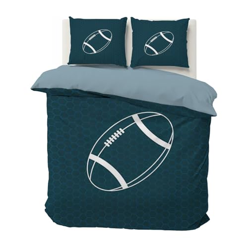 dyausi Housse de Couette 220x240 Rugby Sport, Parure de Lit 220x240 Adulte Balle, Housse de Couette 2 Personnes en 110g/m² Microfibre Imprimé Réversible et...