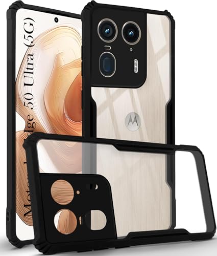 Image of Jkobi Back Case Cover for Motorola Moto Edge 50 Ultra 5G (Shockproof with Polycarbonate Clear Panel | Professional Black)