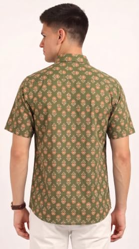 Image of BLOCKS OF INDIA Cotton Hand Block Print Half Sleeves Summer Shirt for Men
