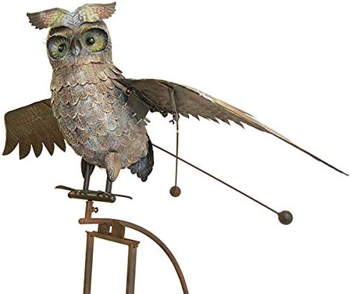 Esschert Staked Metal Giant Flying Owl Rocker, 84" H
