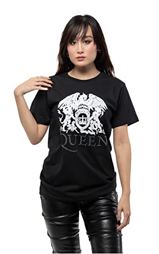T-shirt Queen Band Logo Finition Diamante Haut de Gamme XL
