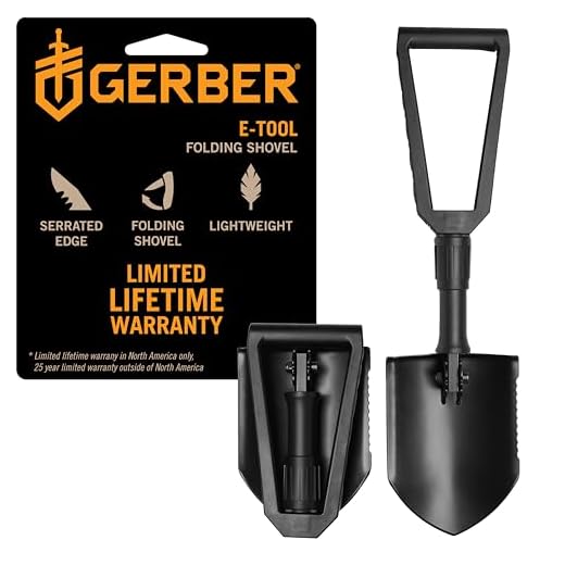 Gerber E Tool Bêche pliable crantée avec tête en acier forgé