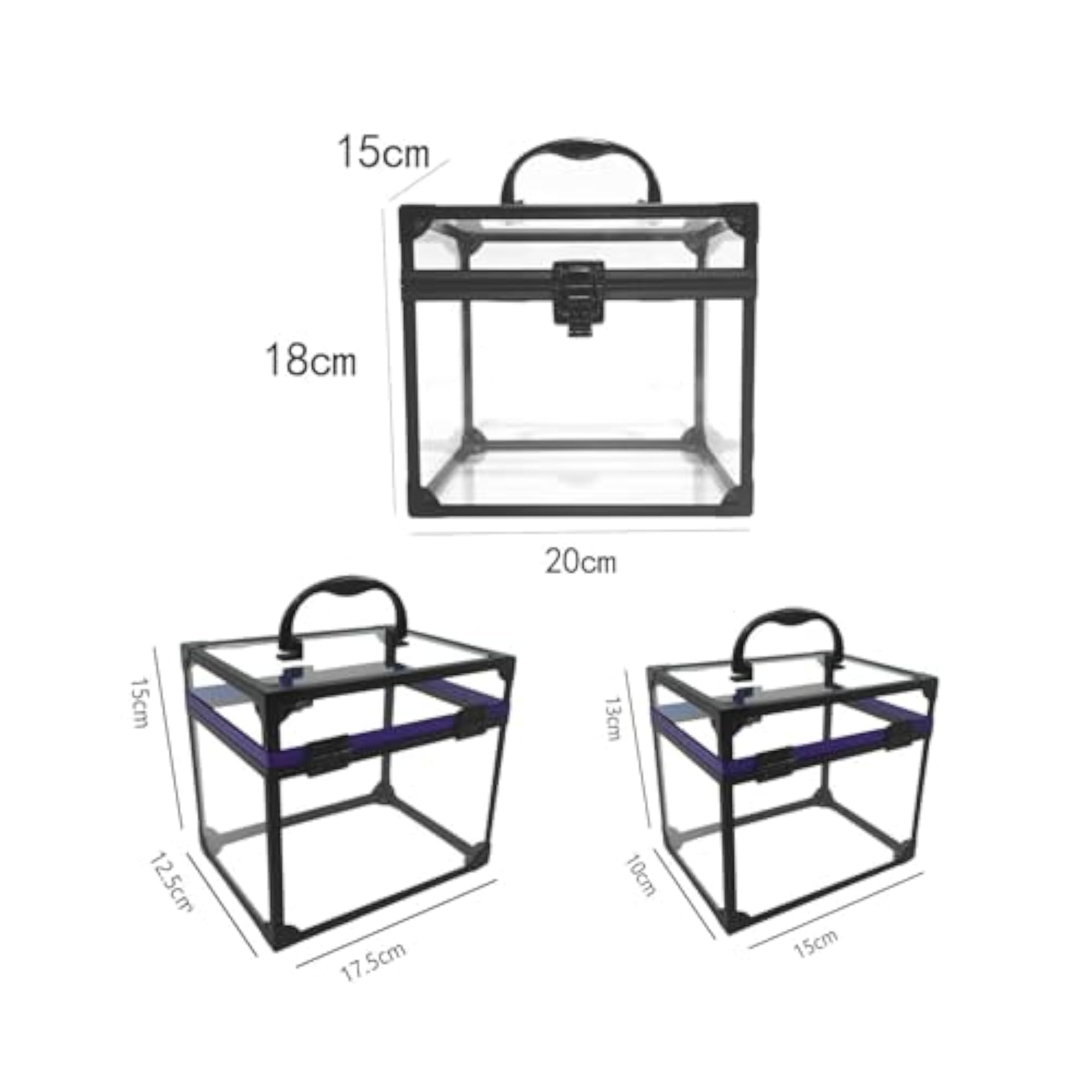 3x Clear Portable Cosmetics Train Case for Women