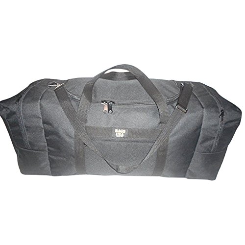Expedition Duffle Travel Bag with U opening Easy Access, Two End Compartments Made In USA (black)