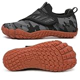 KUBUA Kids Hiking Water Shoes Boys Girls Barefoot Shoes Multifunctional Tennis Sneakers Toddler Little Big Kid Black 3.5 Big Kid