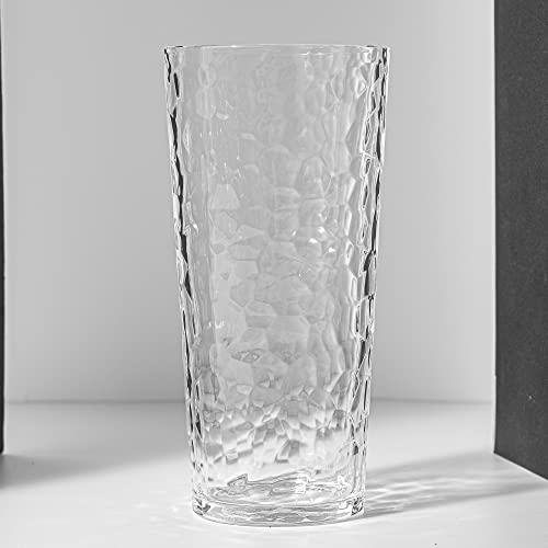 Koxin-Karlu Mixed Drinkware 21-Ounce Plastic Tumbler Acrylic Glasses With Hammered Design, Set Of 8 Clear #TOP2