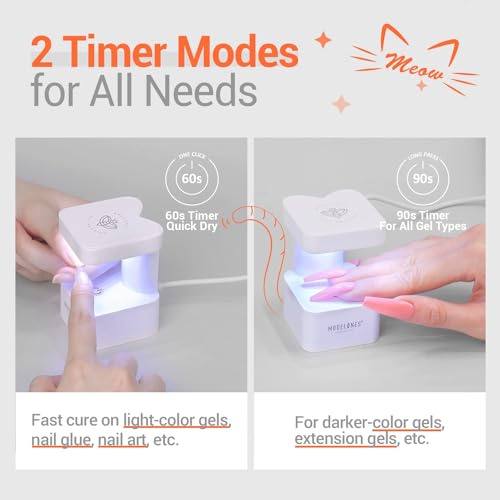 Image of modelones Mini UV Light for Gel Nails Flash Curing 2 Timers Nail Stuff