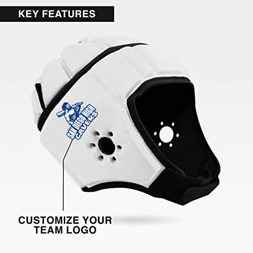 EliteTek Soft Padded Helmet Headgear Protection: 7on7 Tournaments, Flag Football, Team Sports, Training, Rugby, Lacrosse, Soccer, Practice & Epilepsy FITS Youth & Adult! (White, Large)